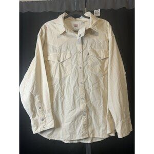 Levi's Women's Plus Size Dylan Western Shirt (White Smoke, 2X)